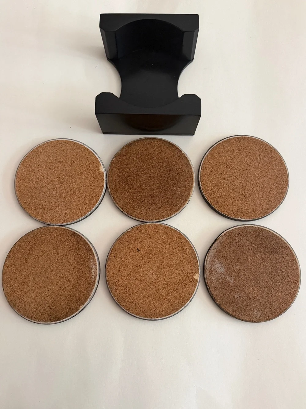 Sacred Geometry Vintage Metatron Cube Wood Coasters Set 6 Black Cork Back Holder